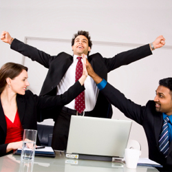 three people celebrating