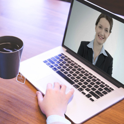 woman on a computer screen 