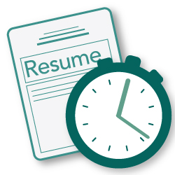 image of resume with stopwatch 