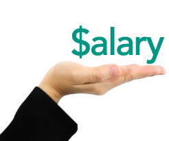 hand holding the word salary