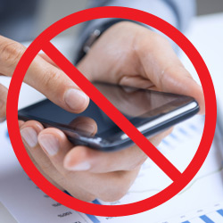 person holding cellphone with no symbol