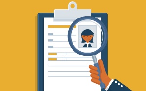 Magnifying glass on document